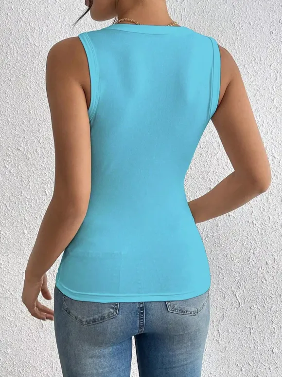 Black Cami Top Jewel Neck Flowers Chic Camis For Women