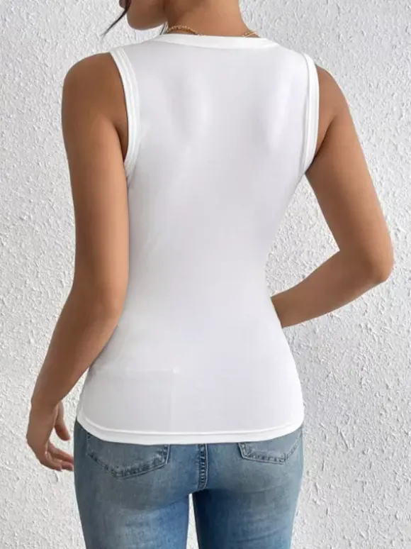 Black Cami Top Jewel Neck Flowers Chic Camis For Women