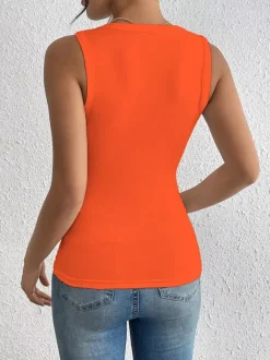 Black Cami Top Jewel Neck Flowers Chic Camis For Women