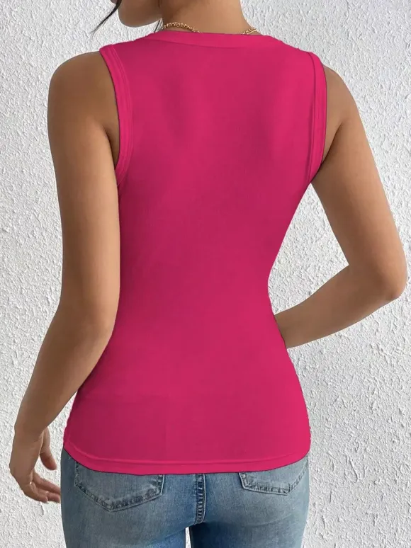 Black Cami Top Jewel Neck Flowers Chic Camis For Women