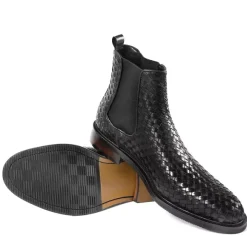 Black Chelsea Boots Men's Round Toe Slip On Ankle Boots