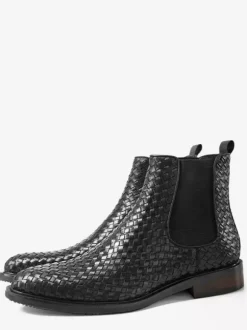 Black Chelsea Boots Men's Round Toe Slip On Ankle Boots