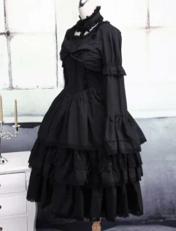Black Cotton Gothic Lolita Dress