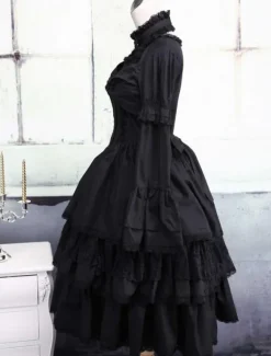 Black Cotton Gothic Lolita Dress