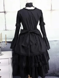 Black Cotton Gothic Lolita Dress
