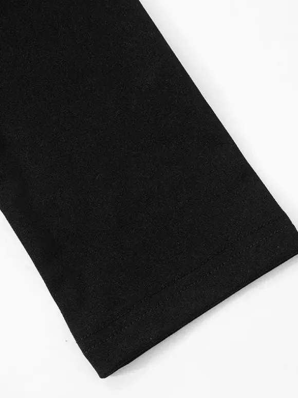 Black Cutout Bodycon Dress Padded Shoulder Long Sleeves Mini Dress For Women 2026