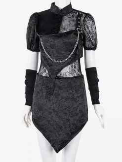 Black Dance Costumes Women's Jazz Hip Hop Punk Skirt Top Skirt Set Dancing Wear