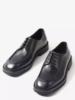 Black Dress Shoes Round Toe Lace Up Genuine Leather Shoes For Men