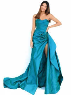 Black Evening Dress 2026 Mermaid Strapless With Train Sleeveless Zipper Split Front Formal Dinner Dresses Free Customization