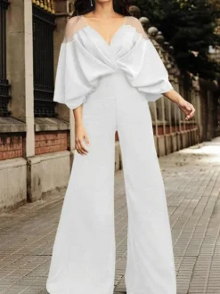 Black Evening Dress 2026 V-Neck Stretch Crepe Half Sleeves Backless Floor Length Formal Dresses Wedding Guest Dresses Free Customization