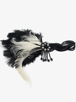 Black Flapper Headband The Great Gatsby 1920s Fashion Costume Feather Headpieces Women's Vintage Accessories