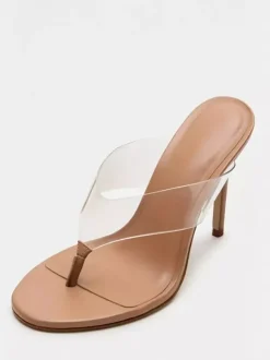 Black Flip Flop Sandals Thong High Heel Backless Sandal Slides