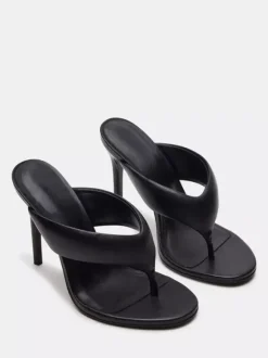 Black Flip Flop Sandals Thong High Heel Backless Sandal Slides