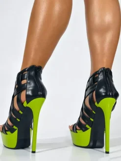 Black Galdiator Sandals Women's Platform Strappy High Heel Sandals