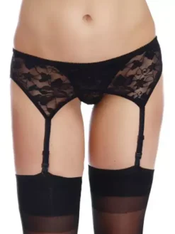 Black Garter Belt Lace Stretch Nylon Sexy Lingerie For Women