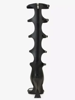 Black Gladiator Sandals Open Toe Buckle Detail Strappy Designed Wedge Heel Sandal Shoes