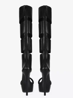 Black Gladiator Sandals Platform Open Toe Cut Out High Heel Sandals