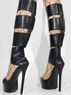 Black Gladiator Sandals Platform Open Toe Cut Out High Heel Sandals