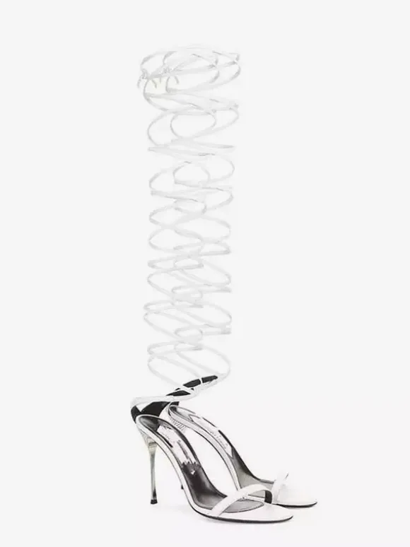 Black Gladiator Sandals Women's Open Toe Rhinestones Heel Lace Up Party Shoes