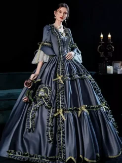 Black Gold Retro Tudor Dress Costumes Dress For Women Marie Antoinette Costume Euro Style Party Prom Dress