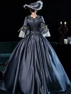 Black Gold Retro Tudor Dress Costumes Dress For Women Marie Antoinette Costume Euro Style Party Prom Dress