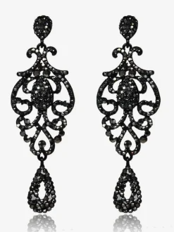 Black Gothic Black Gothic Wedding Earrings Metal Pierced Bridal Jewelry