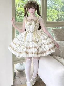 Black Gothic Lolita Dresses Ruffles JSK Lace Up Lolita Short Dress With Headwear