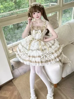 Black Gothic Lolita Dresses Ruffles JSK Lace Up Lolita Short Dress With Headwear