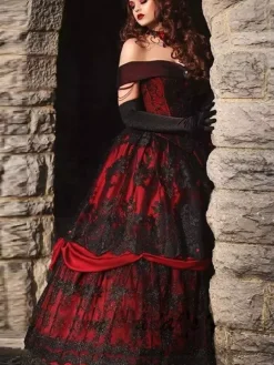 Black Gothic Wedding Dresses A-Line Sleeveless Lace Floor-Length Bridal Dress Free Customization