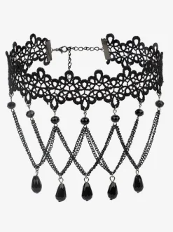 Black Gothic Wedding Necklaces Black Round Brilliant Wedding Necklace