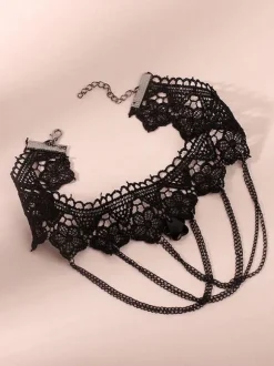 Black Gothic Wedding Necklaces Black Rectangular Wedding Necklace