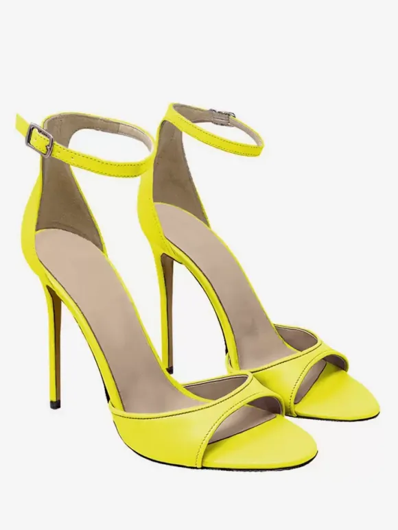 Black Heeled Sandals Open Toe Stiletto Heel Ankle Strap Sandal Shoes