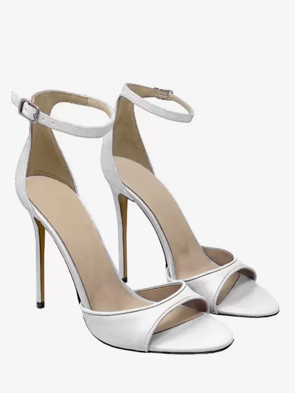 Black Heeled Sandals Open Toe Stiletto Heel Ankle Strap Sandal Shoes
