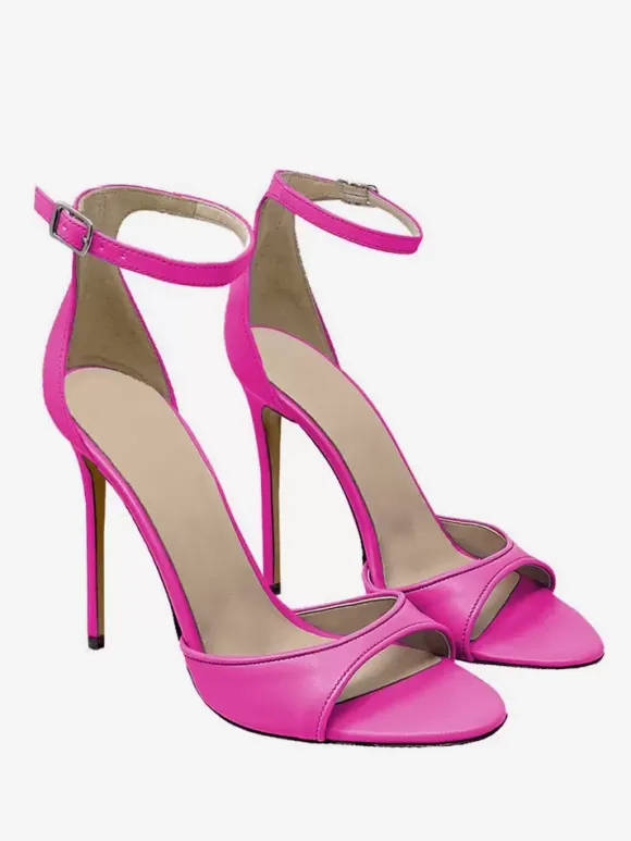 Black Heeled Sandals Open Toe Stiletto Heel Ankle Strap Sandal Shoes