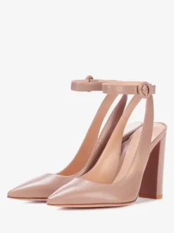 Black High Heel Pumps Slingback Pointed Toe Ankle Strap Dress Shoes