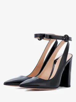 Black High Heel Pumps Slingback Pointed Toe Ankle Strap Dress Shoes