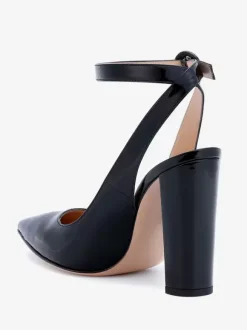 Black High Heel Pumps Slingback Pointed Toe Ankle Strap Dress Shoes