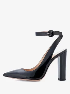 Black High Heel Pumps Slingback Pointed Toe Ankle Strap Dress Shoes