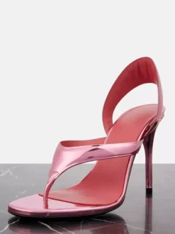 Black High Heel Sandals Flip Flop Stiletto Heel Party Shoes