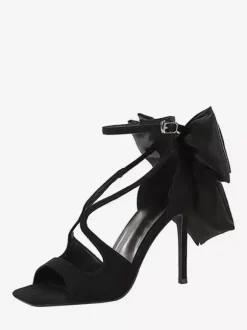 Black High Heel Sandals Open Toe Bow Stiletto Heel Sandal Shoes