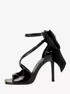 Black High Heel Sandals Open Toe Bow Stiletto Heel Sandal Shoes