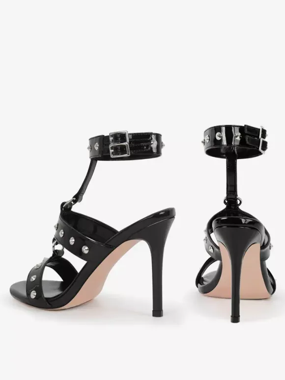 Black High Heel Sandals Open Toe Beaded Starppy Sandal Shoes