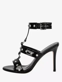 Black High Heel Sandals Open Toe Beaded Starppy Sandal Shoes