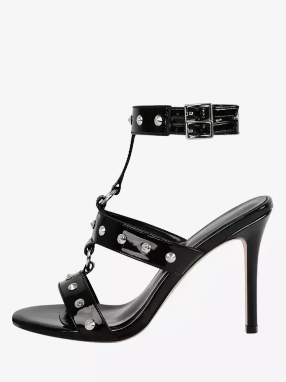 Black High Heel Sandals Open Toe Beaded Starppy Sandal Shoes