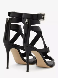 Black High Heel Sandals Open Toe Strappy Stiletto Heel Sandal Shoes