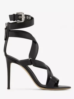 Black High Heel Sandals Open Toe Strappy Stiletto Heel Sandal Shoes