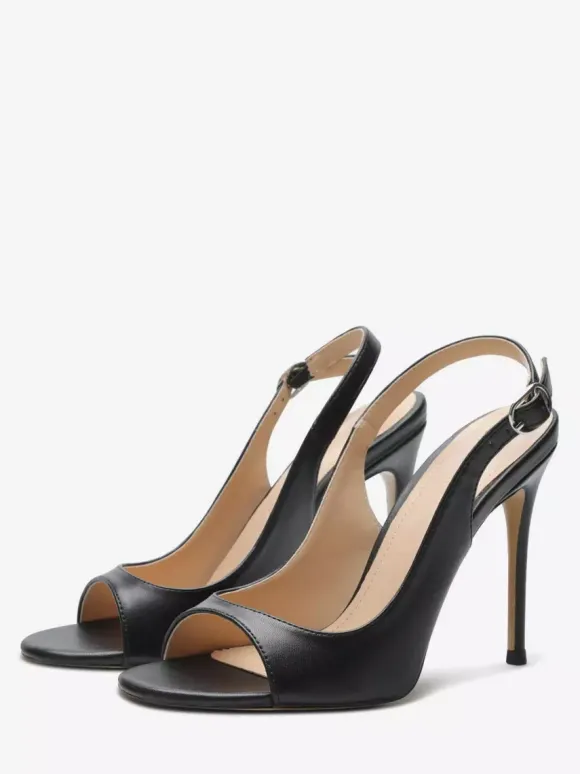 Black High Heel Sandals Peep Toe Stiletto Heel Dress Sandal Shoes