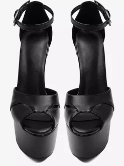 Black High Heel Sandals Peep Toe Platform Stiletto Heel Ankle Strap Sandal Shoes