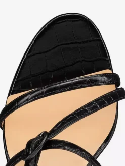 Black High Heel Sandals Women's Open Toe Strappy Party Shoes