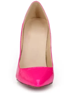 Black High Heels Dress Shoes Pointed Toe Patent Leather Stilettos Pumps